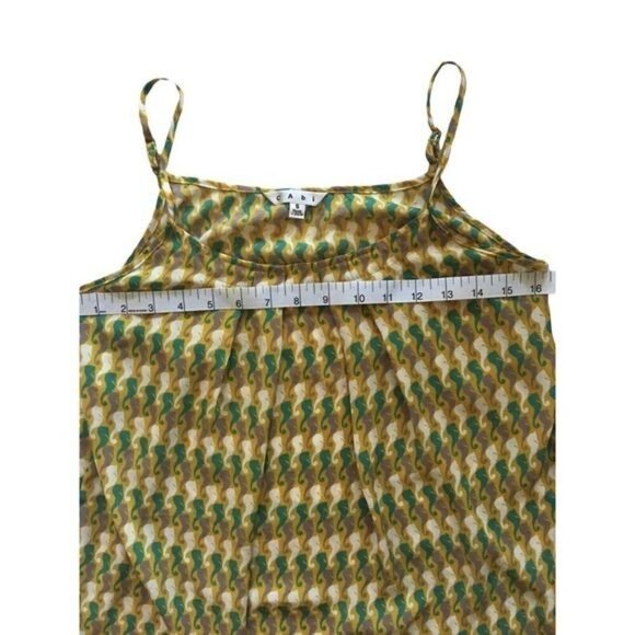 Cabi Womens Tank Top Sz Small Sea Horses Greens Pleated Neck Spaghetti Straps - Picture 7 of 10